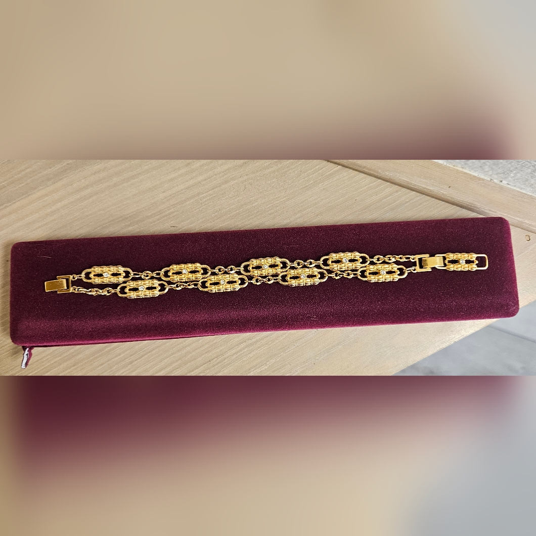 Vintage Jbk Jackie Kennedy Camrose & Kross Gold Stones Paperclip Link Bracelet